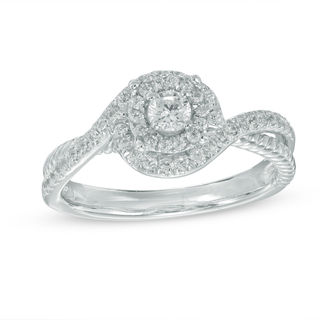 0.36 CT. T.W. Diamond Double Swirl Frame Engagement Ring in 10K White Gold