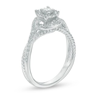 0.36 CT. T.W. Diamond Double Swirl Frame Engagement Ring in 10K White Gold