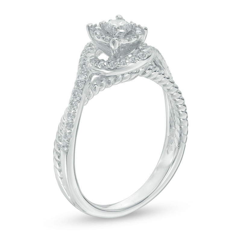 0.36 CT. T.W. Diamond Double Swirl Frame Engagement Ring in 10K