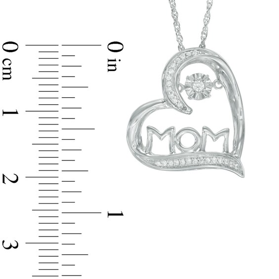 Unstoppable Love™ 0.09 CT. T.W. Diamond Tilted Heart "MOM" Pendant in 10K White Gold