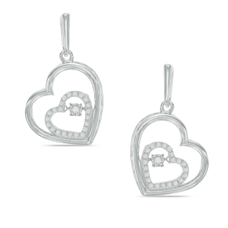 Unstoppable Love™ 0.18 CT. T.W. Diamond Tilted Heart Drop Earrings in Sterling Silver|Peoples Jewellers