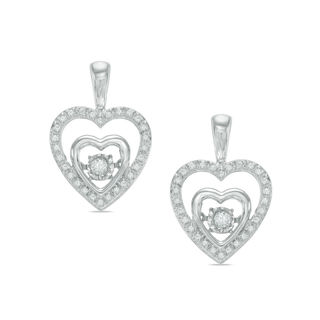 Unstoppable Love™ 0.23 CT. T.W. Diamond Heart Drop Earrings in Sterling Silver