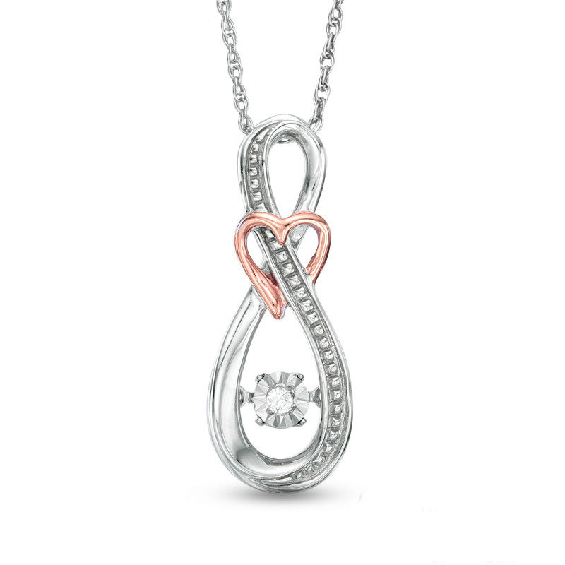 Unstoppable Love™ Diamond Accent Infinity with Heart Pendant in Sterling Silver and 10K Rose Gold|Peoples Jewellers