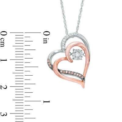 Unstoppable Love™ 0.09 CT. T.W. Champagne and White Diamond Tilted Heart Pendant in 10K Two-Tone Gold