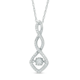 Unstoppable Love™ 0.18 CT. T.W. Diamond Squared Cascading Drop Pendant in 10K White Gold