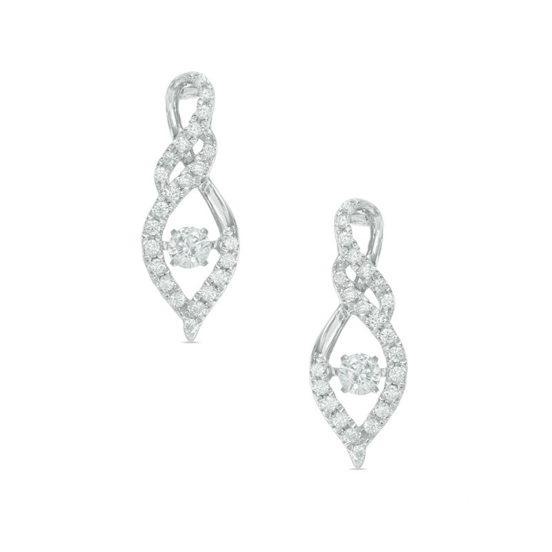 Unstoppable Love™ 0.58 CT. T.W. Diamond Cascading Flame Drop Earrings in 10K White Gold|Peoples Jewellers
