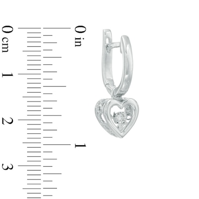 Unstoppable Love™ 0.04 CT. T. W. Diamond Hoop with Heart Drop Earrings in 10K White Gold