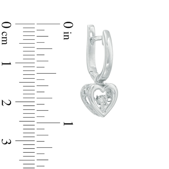 Unstoppable Love™ 0.04 CT. T. W. Diamond Hoop with Heart Drop Earrings in 10K White Gold