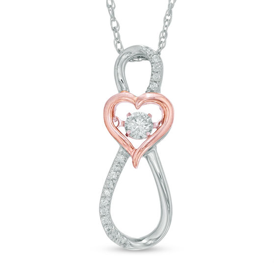 Unstoppable Love™ 0.15 CT. T.W. Diamond Infinity with Heart Pendant in 10K Two-Tone Gold