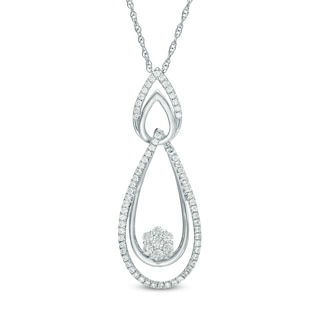 0.45 CT. T.W. Diamond Double Teardrop Pendant in Sterling Silver