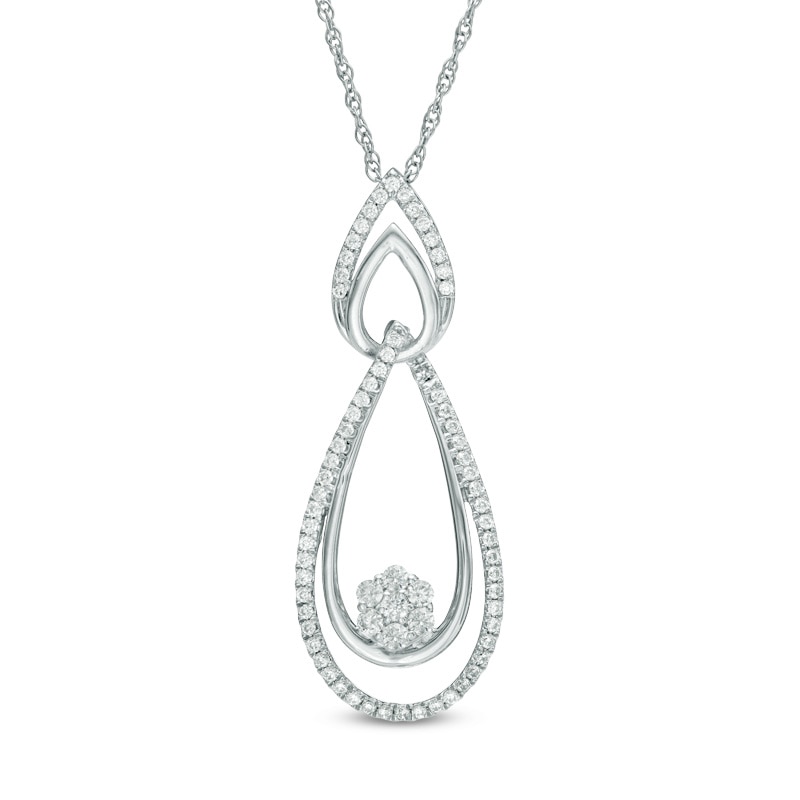 0.45 CT. T.W. Diamond Double Teardrop Pendant in Sterling Silver|Peoples Jewellers
