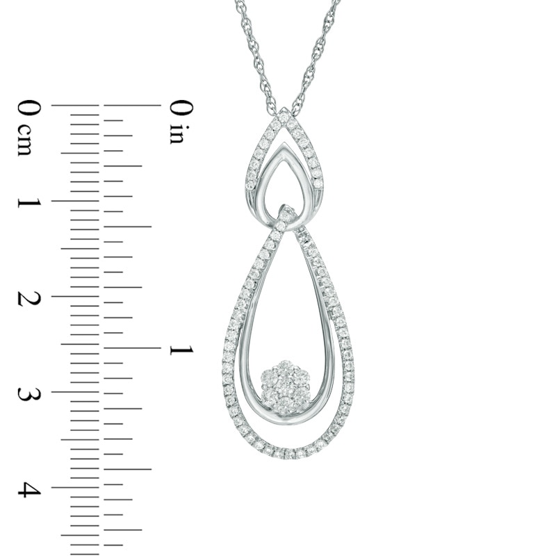 0.45 CT. T.W. Diamond Double Teardrop Pendant in Sterling Silver|Peoples Jewellers