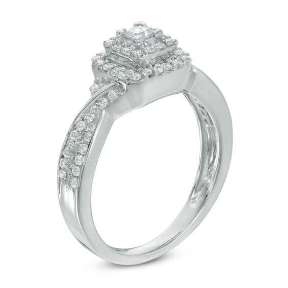 0.36 CT. T.W. Princess-Cut Diamond Frame Engagement Ring in 10K White Gold