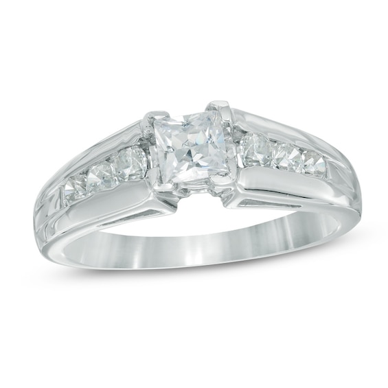 0.95 CT. T.W. Princess-Cut Diamond Engagement Ring in 10K White Gold