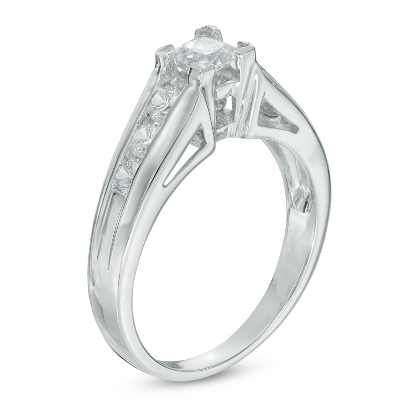 0.95 CT. T.W. Princess-Cut Diamond Engagement Ring in 10K White Gold|Peoples Jewellers