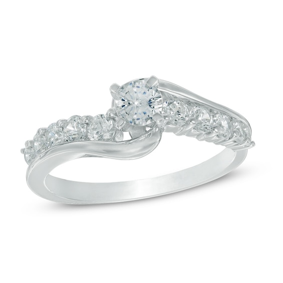 CT. T.W. Diamond Swirl Engagement Ring in 10K White Gold