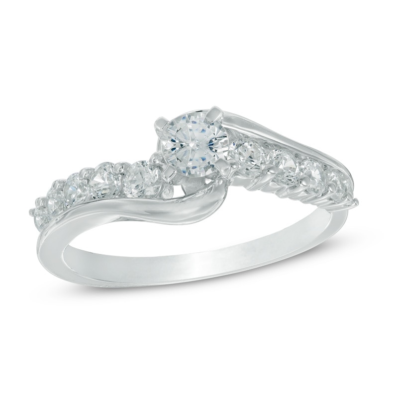 CT. T.W. Diamond Swirl Engagement Ring in 10K White Gold|Peoples Jewellers