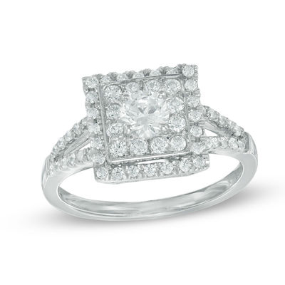 0.70 CT. T.W. Diamond Square Frame Engagement Ring in 10K White Gold