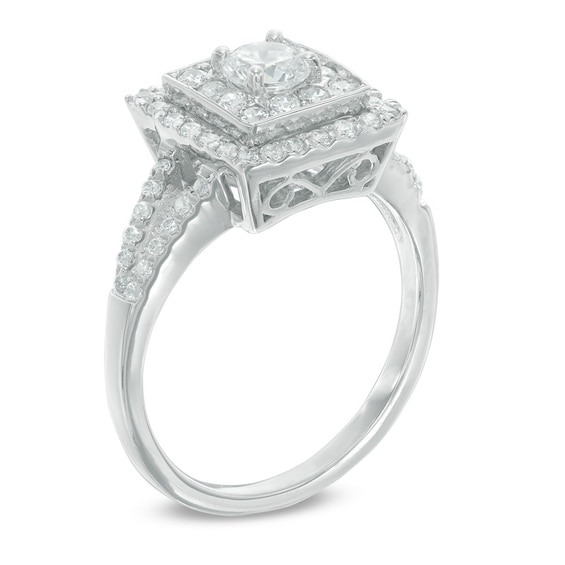 0.70 CT. T.W. Diamond Square Frame Engagement Ring in 10K White Gold