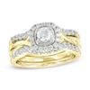 Thumbnail Image 0 of 1.00 CT. T.W. Diamond Square Frame Twist Shank Three Piece Bridal Set in 10K Gold