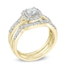 Thumbnail Image 1 of 1.00 CT. T.W. Diamond Square Frame Twist Shank Three Piece Bridal Set in 10K Gold