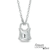 Thumbnail Image 0 of Forever Locking Love™ 0.10 CT. T.W. Diamond Padlock Necklace in Sterling Silver