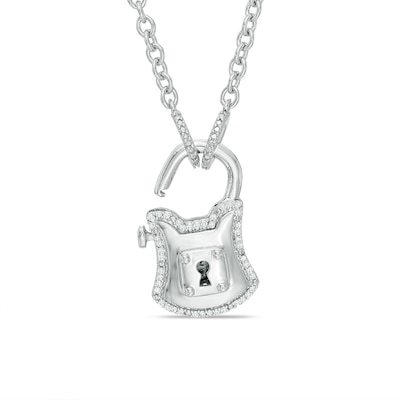 Forever Locking Love™ 0.10 CT. T.W. Diamond Padlock Necklace in Sterling Silver