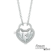 Thumbnail Image 0 of Forever Locking Love™ 0.10 CT. T.W. Diamond Heart-Shaped Padlock Necklace in Sterling Silver