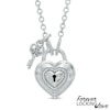 Thumbnail Image 0 of Forever Locking Love™ Diamond Accent Heart-Shaped Padlock and Key Necklace in Sterling Silver - 32"
