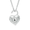 Thumbnail Image 1 of Forever Locking Love™ Diamond Accent Heart-Shaped Padlock and Key Necklace in Sterling Silver - 32"