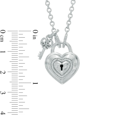 Forever Locking Love™ Diamond Accent Heart-Shaped Padlock and Key Necklace in Sterling Silver - 32"