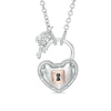 Thumbnail Image 1 of Forever Locking Love™ 0.10 CT. T.W. Diamond Heart Lock and Key Necklace in Sterling Silver and 10K Rose Gold - 32"