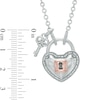 Thumbnail Image 2 of Forever Locking Love™ 0.10 CT. T.W. Diamond Heart Lock and Key Necklace in Sterling Silver and 10K Rose Gold - 32"