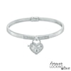 Thumbnail Image 0 of Forever Locking Love™ 0.15 CT. T.W. Diamond Heart-Shaped Lock Charm Hinged Bangle in Sterling Silver