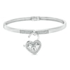 Thumbnail Image 1 of Forever Locking Love™ 0.15 CT. T.W. Diamond Heart-Shaped Lock Charm Hinged Bangle in Sterling Silver