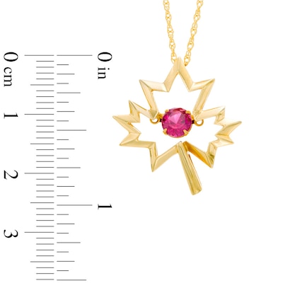 Unstoppable Love™ 5.0mm Lab-Created Ruby Maple Leaf Pendant in Sterling Silver with 14K Gold Plate