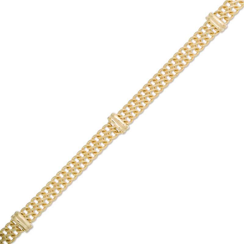 Bar Station Fancy Chain Bracelet in 10K Gold - 7.5"|Peoples Jewellers