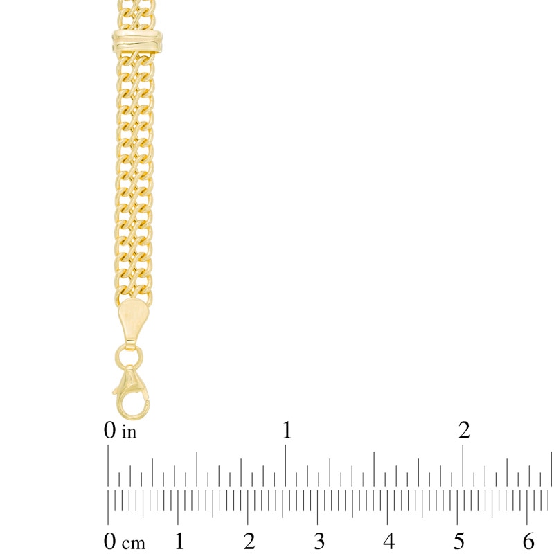 Bar Station Fancy Chain Bracelet in 10K Gold - 7.5"