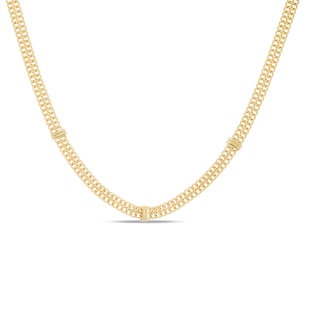 Bar Station Fancy Chain Necklace in 10K Gold - 17.75"