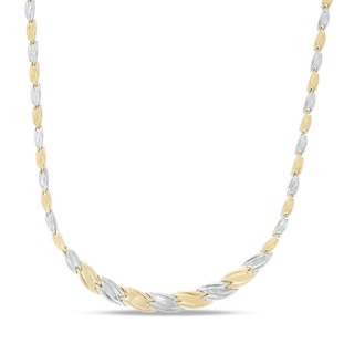 Graduated Twist Stampato Necklace in 10K Two-Tone Gold - 17"