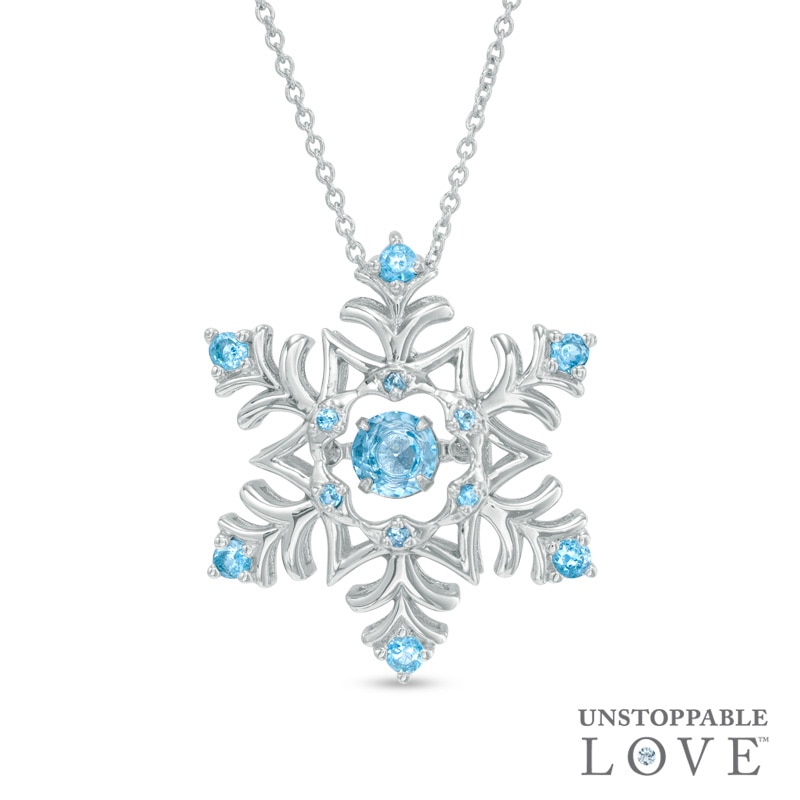 Unstoppable Love™ 4.5mm Blue Topaz Snowflake Pendant in Sterling Silver|Peoples Jewellers