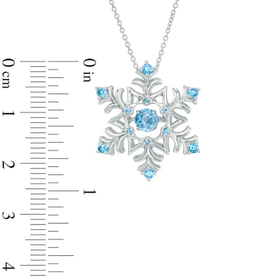 Unstoppable Love™ 4.5mm Blue Topaz Snowflake Pendant in Sterling Silver