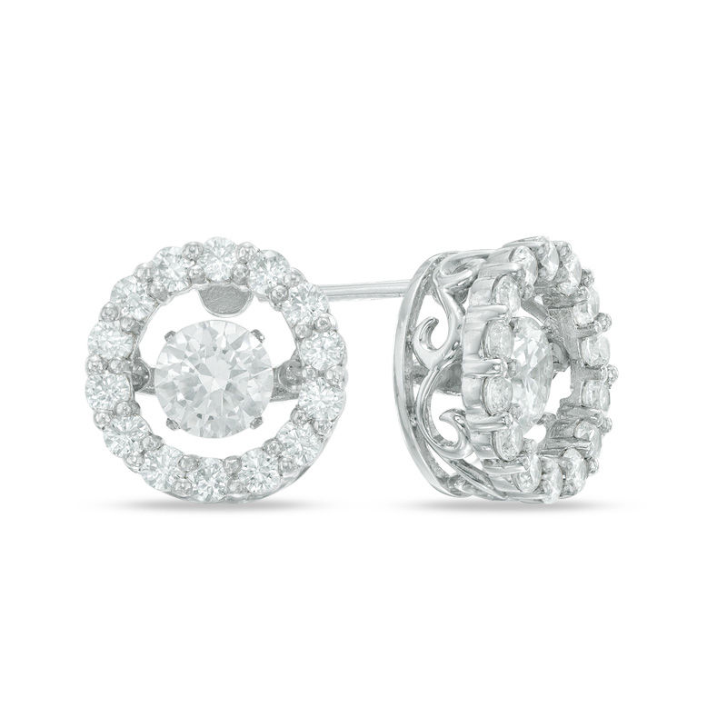 Unstoppable Love™ 5.0mm Lab-Created White Sapphire Frame Stud Earrings in Sterling Silver|Peoples Jewellers