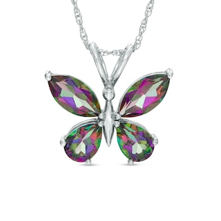 Mystic Fire® Topaz Butterfly Pendant in Sterling Silver