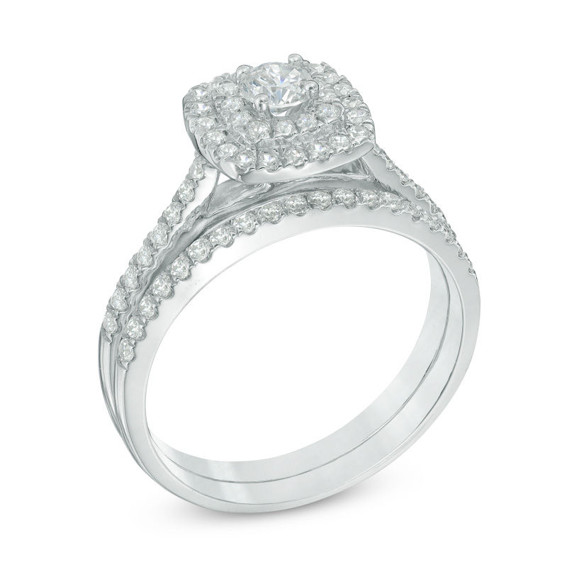 0.75 CT. T.W. Diamond Double Frame Bridal Set in 10K White Gold|Peoples Jewellers