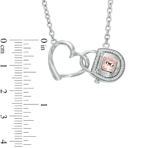 Forever Locking Love™ 0.15 CT. T.W. Diamond Heart with Padlock Necklace in Sterling Silver and 10K Rose Gold