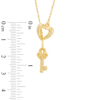 Heart and Key Lariat Necklace in 10K Gold - 17"