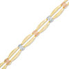 Thumbnail Image 0 of Double Row Stampato Bracelet in 10K Tri-Tone Gold - 7.25"