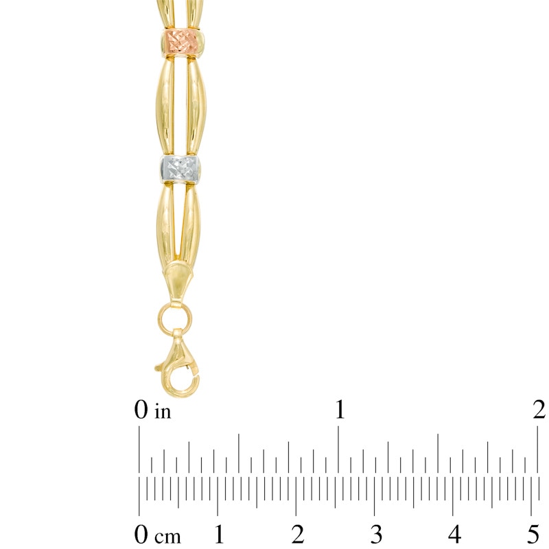 Double Row Stampato Bracelet in 10K Tri-Tone Gold - 7.25"