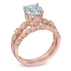 Thumbnail Image 2 of Your Stone Your Story™ Cushion-Cut Aquamarine and 0.33 CT. T.W. Diamond Milgrain Bridal Set in 14K Rose Gold